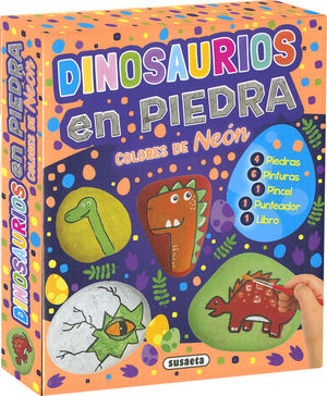 DINOSAURIOS EN PIEDRA. COLORES DE NEON
