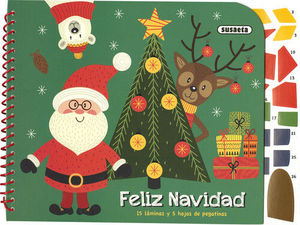FELIZ NAVIDAD. 15 LAMINAS Y 5 HOJAS DE PEGATINAS