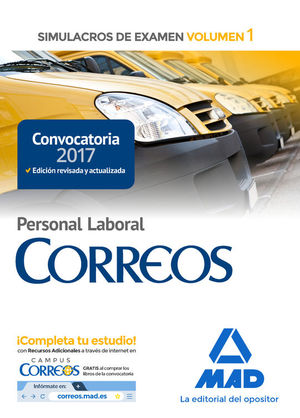 PERSONAL LABORAL CORREOS: SIMULACROS DE EXAMEN VOLUMEN 1