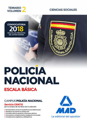 POLICA NACIONAL ESCALA BSICA. TEMARIO VOLUMEN 2 CIENCIAS SOCIALES