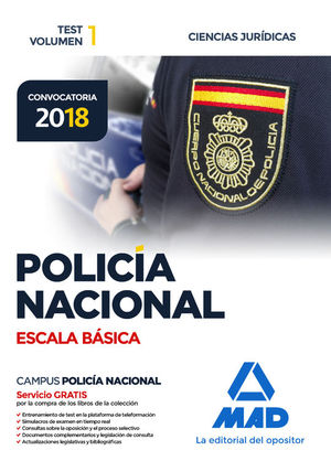 POLICA NACIONAL ESCALA BSICA. TEST VOLUMEN 1 CIENCIAS JURDICAS