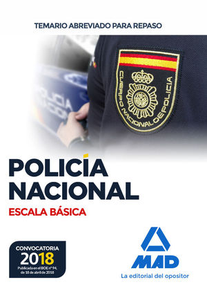 POLICA NACIONAL ESCALA BSICA. TEMARIO ABREVIADO PARA REPASO