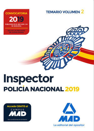 INSPECTOR DE POLICA NACIONAL. TEMARIO VOLUMEN 2