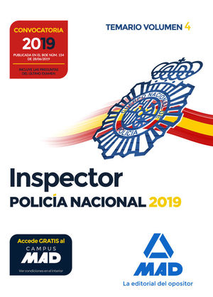 INSPECTOR DE POLICA NACIONAL. TEMARIO VOLUMEN 4