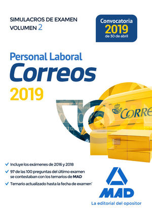 PERSONAL LABORAL DE CORREOS Y TELEGRAFOS. SIMULACROS DE EXAMEN VOLUMEN 2