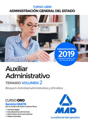 AUXILIAR ADMINISTRATIVO DE ADMINISTRACIN GENERAL DEL ESTADO (TURNO LIBRE). TEMARIO 2