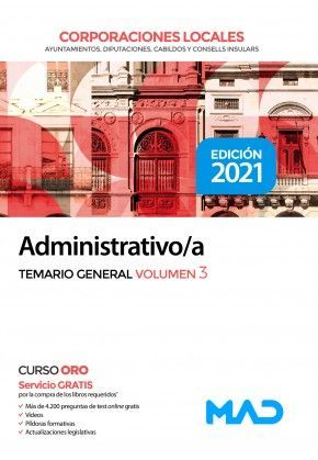 ADMINISTRATIVO/A DE CORPORACIONES LOCALES. TEMARIO GENERAL VOLUMEN 3