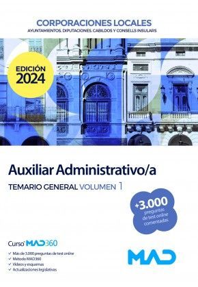 AUXILIAR ADMINISTRATIVO/A DE CORPORACIONES LOCALES. TEMARIO VOLUMEN 1