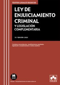 LEY DE ENJUICIAMIENTO CRIMINAL Y LEGISLACION COMPLEMENTARIA