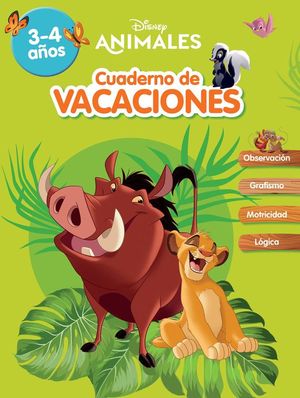 CUADERNO DE VACACIONES ANIMALES DISNEY. 3-4 AOS (APRENDO CON DIS