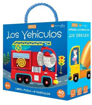 LOS VEHICULOS LIBRO + PUZLE + 10 VEHICULOS