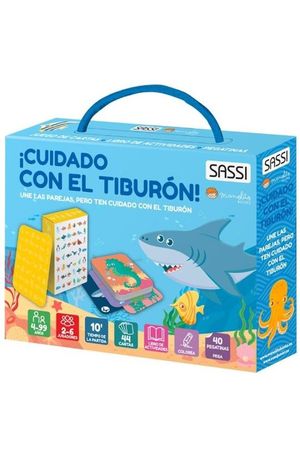 CUIDADO CON EL TIBURON (JUEGO DE CARTAS + ACTIVIDADES + PEGATINAS)