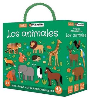 LOS ANIMALES (LIBRO + PUZLE + 12 FIGURAS CON SILUETAS) +4 AOS