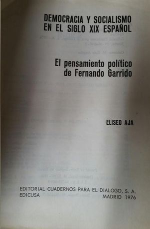 DEMOCRACIA Y SOCIALISMO EN EL SIGLO XIX ESPAOL