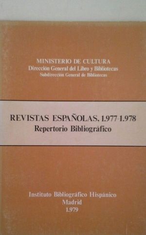 REVISTAS ESPAOLAS 1977-1978 - REPERTORIO BIBLIOGRFICO