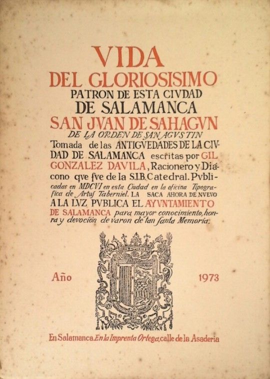 VIDA DEL GLORIOSO PATRONO DE SALAMANCA