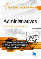 ADMINISTRATIVOS DE LAS CORPORACIONES LOCALES. TEMARIO GENERAL. VOLUMEN II