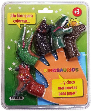 DINOSAURIOS. UN LIBRO PARA COLOREAR Y 5 MARIONETAS PARA JUGAR