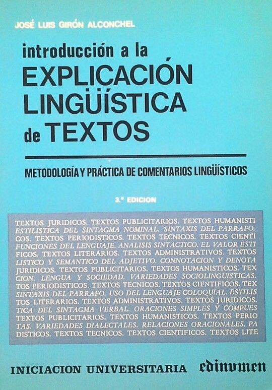 INTRODUCCI�N A AL EXPLICACI�N LINGU�STICA DE TEXTOS