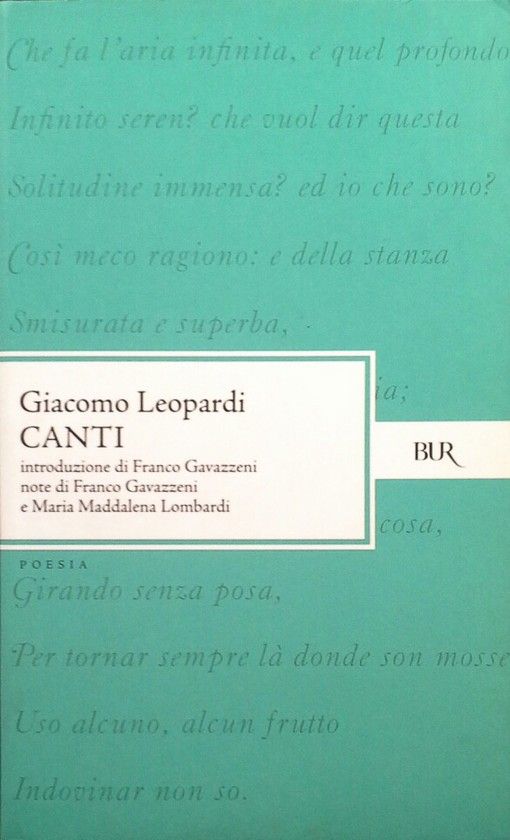 CANTI DI GIACOMO LEOPARDI