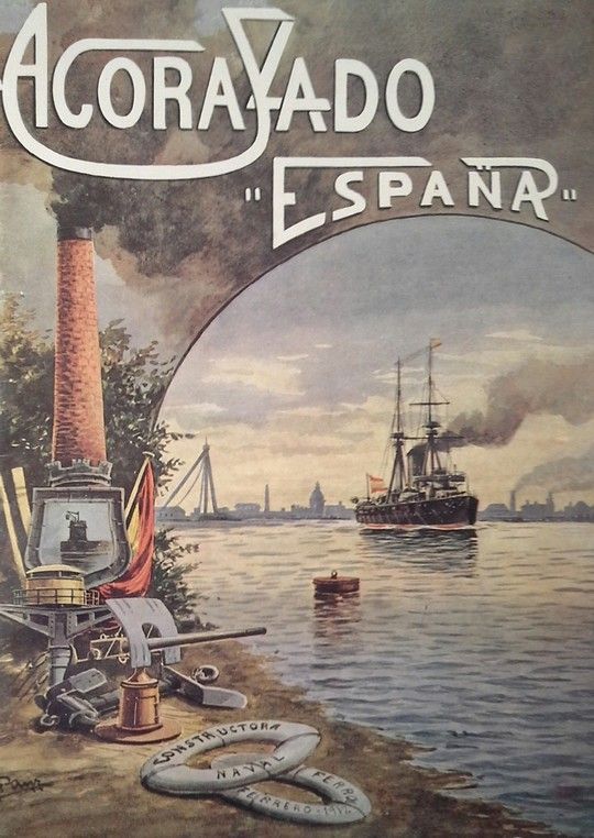 ACORAZADO ESPAA. FOLLETO CONMEMORATIVO DE LA BOTADURA. FERROL 5 DE FEBRERO DE 1912