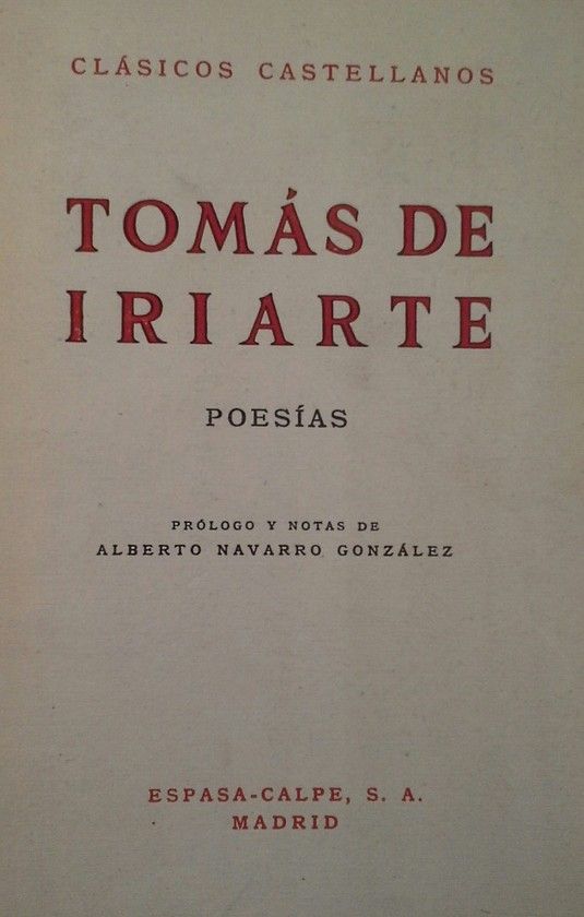POESIAS DE TOMAS DE IRIARTE