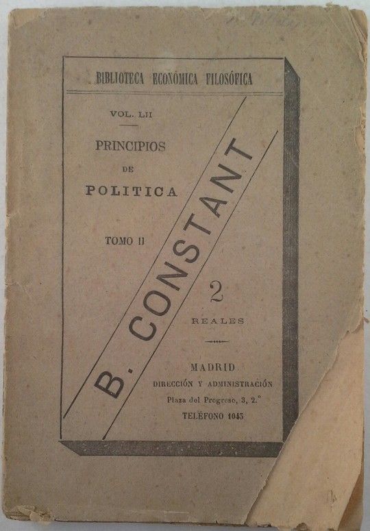 PRINCIPIOS DE POLITICA TOMO II   BIBLIOTECA ECONOMICA FILOSOFICA VOL. LII