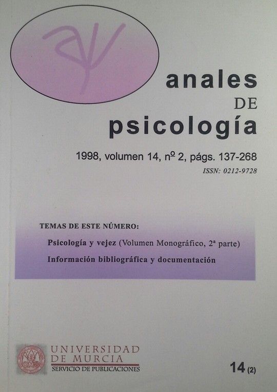 ANALES DE PSICOLOGIA, 1998, VOLUMEN 14 N 2 PGS. 137-268