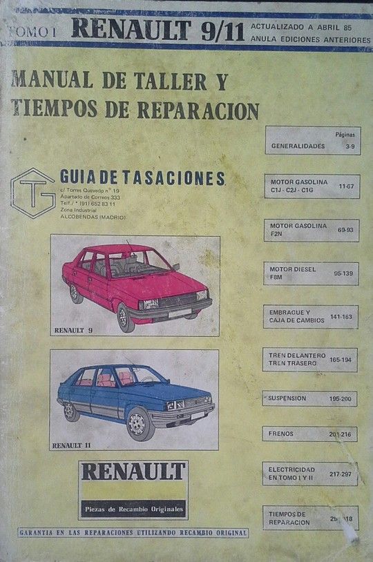 MANUAL DE TALLER Y TIEMPOS DE REPARACIN DEL RENAULT 9/11 - TOMO I