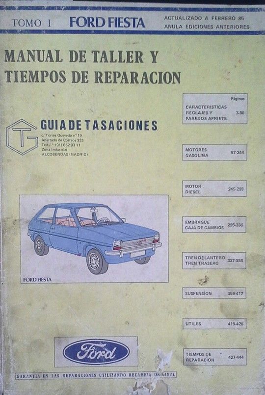 MANUAL DE TALLER Y TIEMPOS DE REPARACIN DEL FORD FIESTA - TOMO I