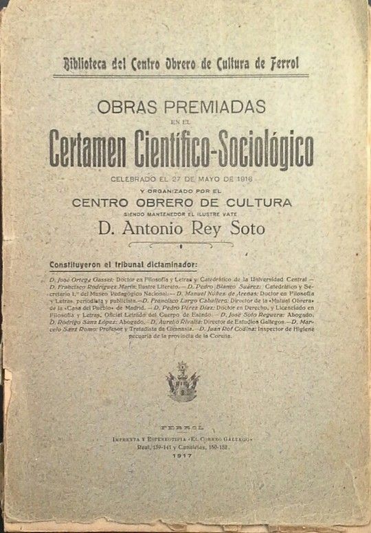 OBRAS PREMIADAS EN EL CERTAMEN CIENTFICO-SOCIOLGICO CELEBRADO EL 7 DE MAYO DE