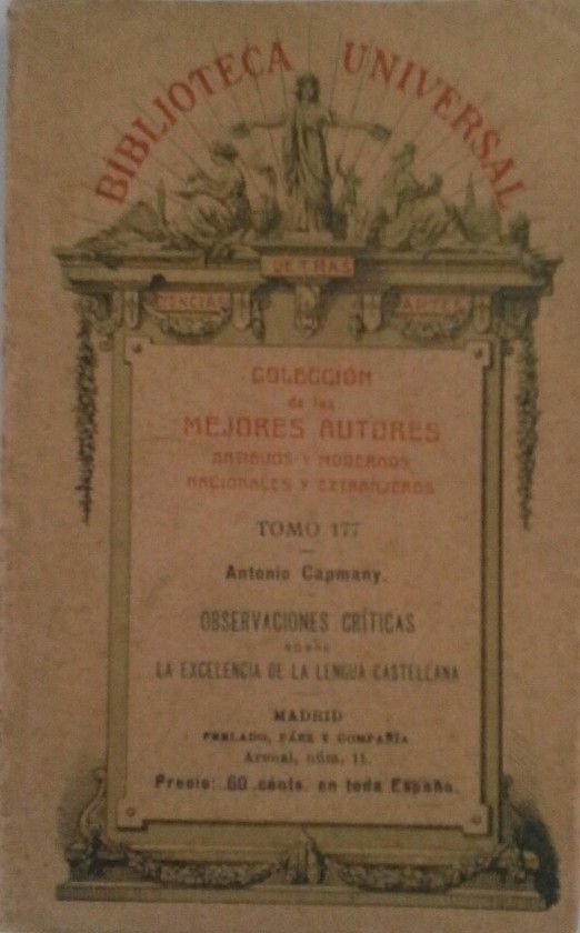 OBSERVACIONES CR�TICAS SOBRE LA EXCELENCIA E LA LENGUA CASTELLANA