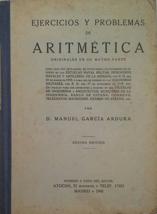 EJERCICIOS Y PROBLEMAS DE ARITMTICA ORIGINALES EN SU MAYOR PARTE