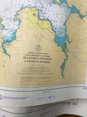 CARTA NAUTICA IHM 412. DE LA PUNTA FROUXEIRA A LAS ISLAS SISARGAS