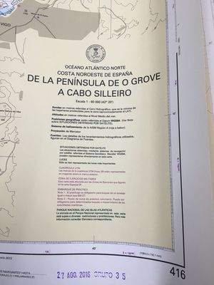 CARTA NAUTICA 416 DE LA PENINSULA DE O GROVE A CABO SILLERO