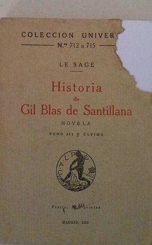 HISTORIA DE GIL BLAS DE SANTILLANA - TOMO III Y LTIMO