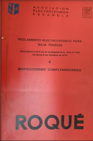 REGLAMENTO ELECTROTECNICO PARA BAJA TENSION