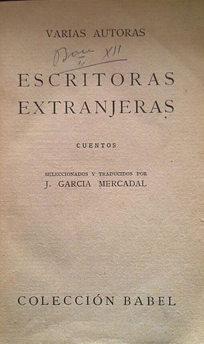 ESCRITORAS EXTRANJERAS - ANTOLOGA DE CUENTOS