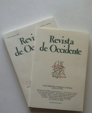 REVISTA DE OCCIDENTE N� 254-255 JULIO-AGOSTO 2002 - CERNUDA - VIAJES - DEMOCRACIA Y TIRAN�A DE LA MAYOR�A - ACOMPA�ADO DE UN FACS�MIL DE 