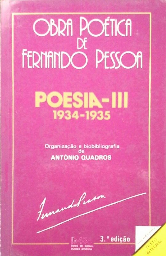 POESIA III (1934-1935) OBRA POETICA DE FERNANDO PESSOA