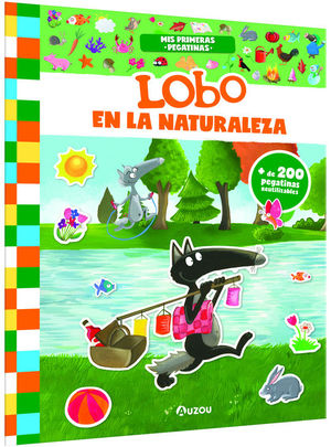 PEGATINBAS LOBO EN LA NATURALEZA