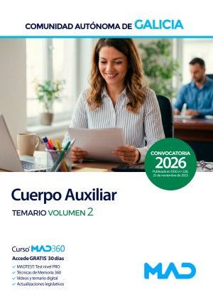 CUERPO AUXILIAR ADMINISTRACION GENERAL. TEMARIO 2. GALICIA